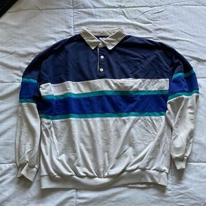 Men’s Long Sleeve Striped Rugby Polo